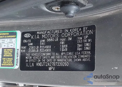 2011 Kia Soul ! z USA, uszkodzony, nr VIN KNDJT2A27B7339260